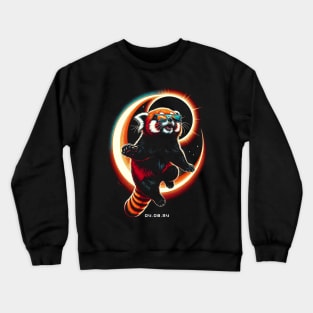 Radiant Red Panda Eclipse: Unique Tee with Cute Bamboo Munchers Crewneck Sweatshirt